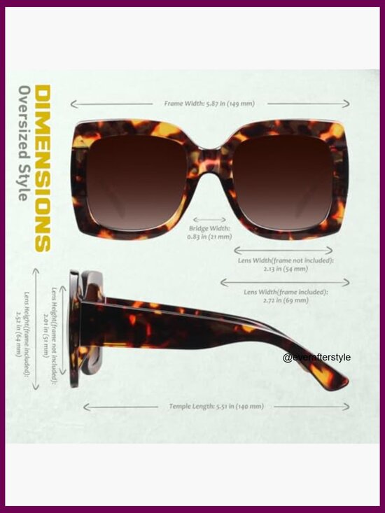 Oversized Square Frame Sunglasses Retro Vintage Trendy Shades main image 6